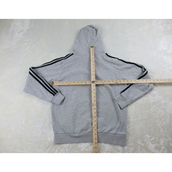 Adidas Sweater Mens Small Gray Blue Pullover Spell Out Stripes Hoodie Casual - Picture 5 of 8